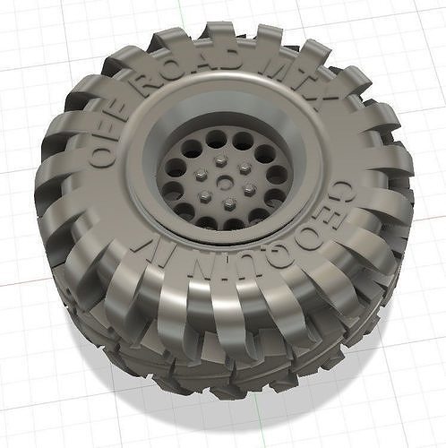 15in Super Wide Off Road Tire and Wheel Set for 3D Print