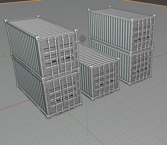 shipping container 20ft Low-poly 3D model