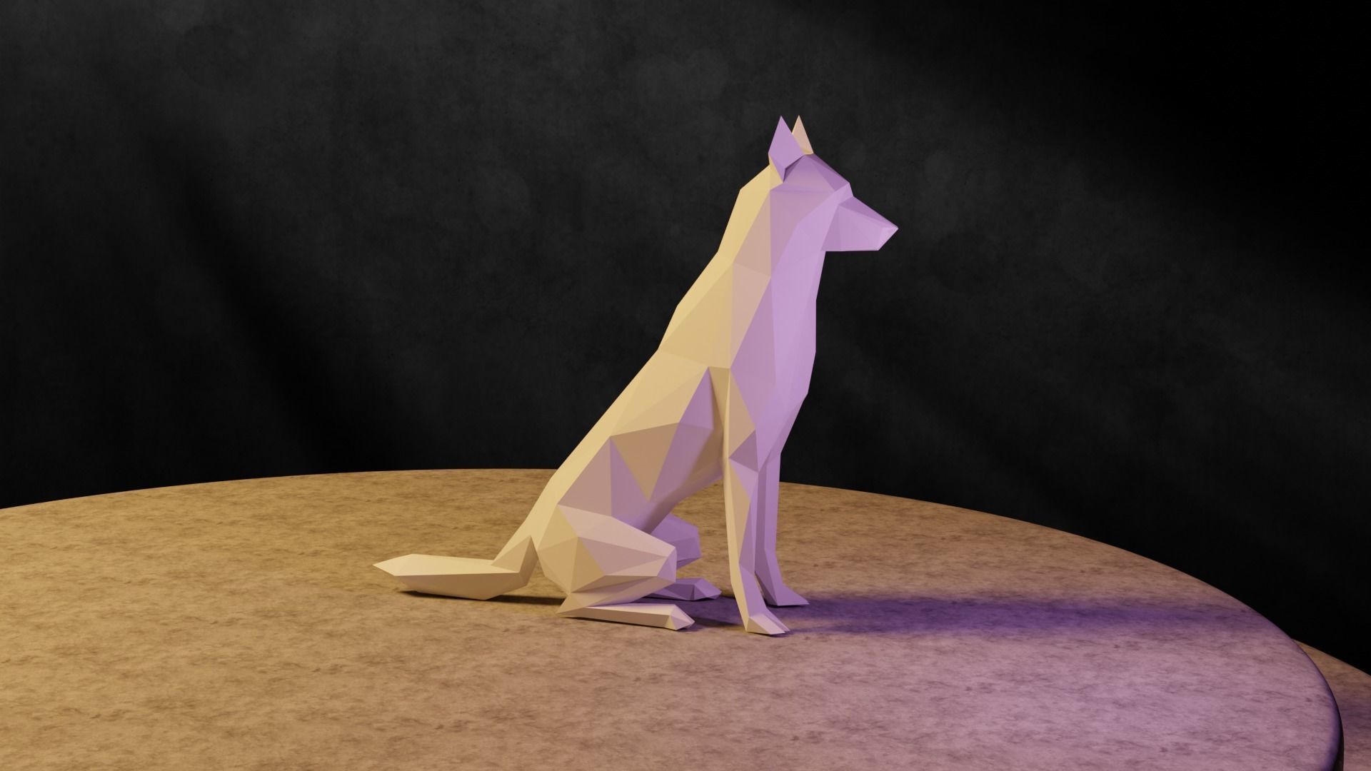 Polygonal Dog 3D print model_5