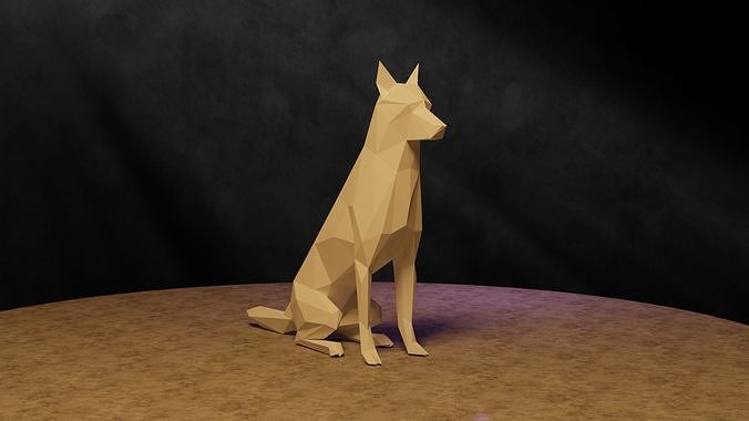 Polygonal Dog 3D print model