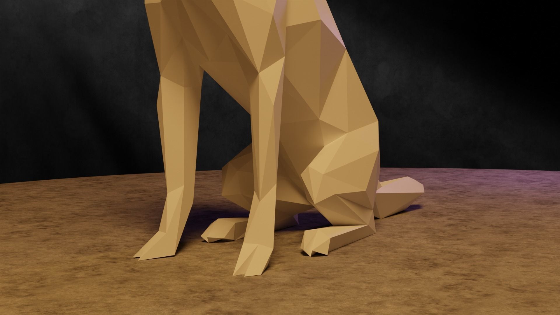 Polygonal Dog 3D print model_9