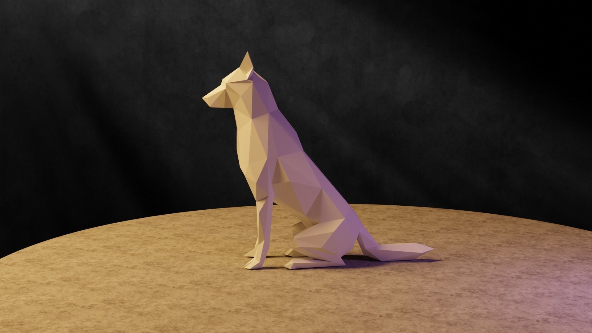 Polygonal Dog 3D print model_4