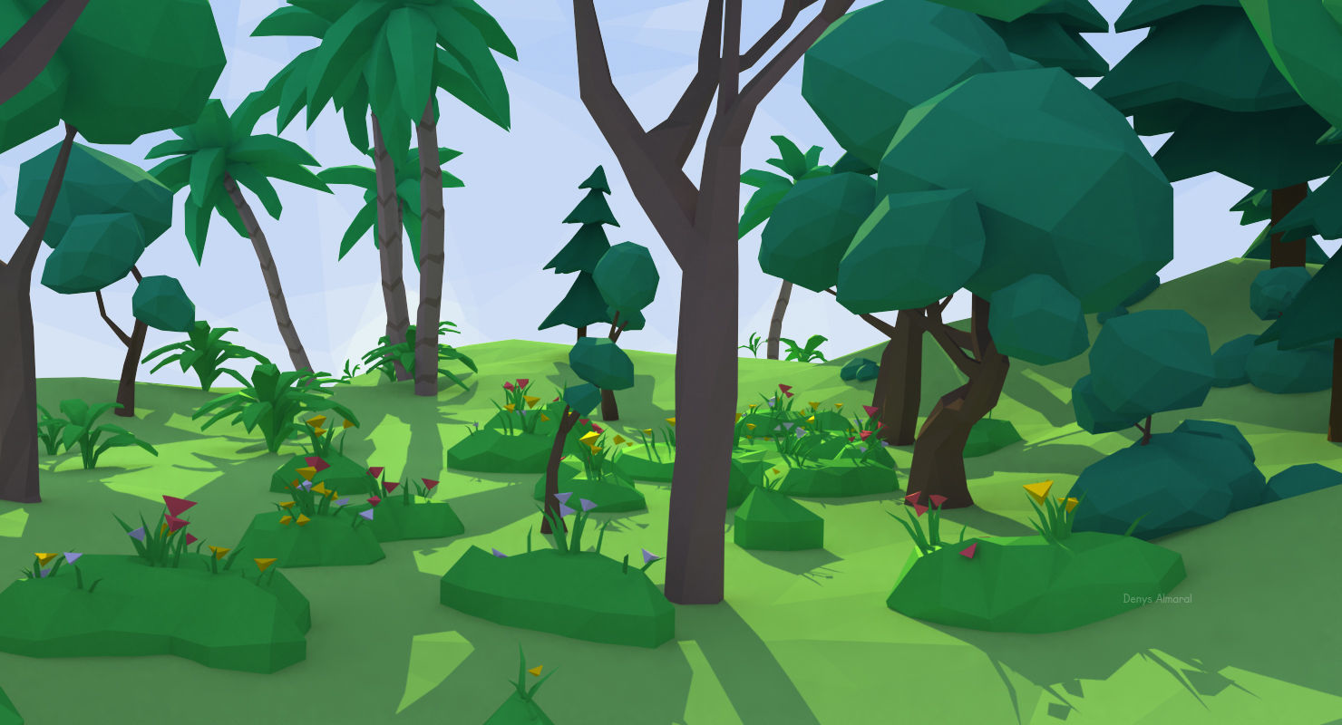 Animated Trees and Plants Low Poly Style Low-poly 3D model_11