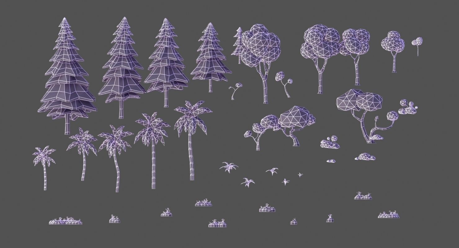 Animated Trees and Plants Low Poly Style Low-poly 3D model_14