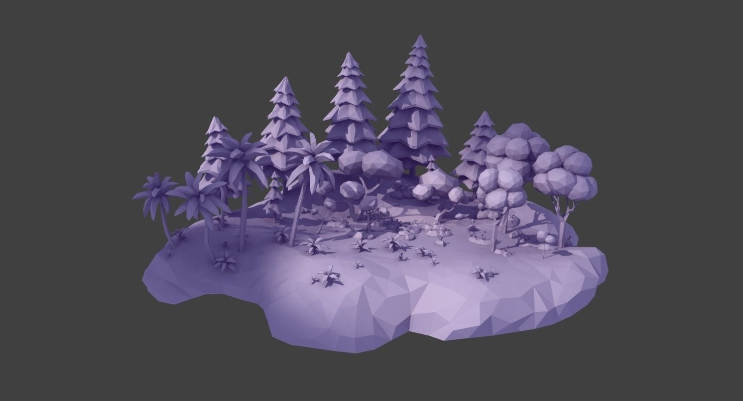 Animated Trees and Plants Low Poly Style Low-poly 3D model_12
