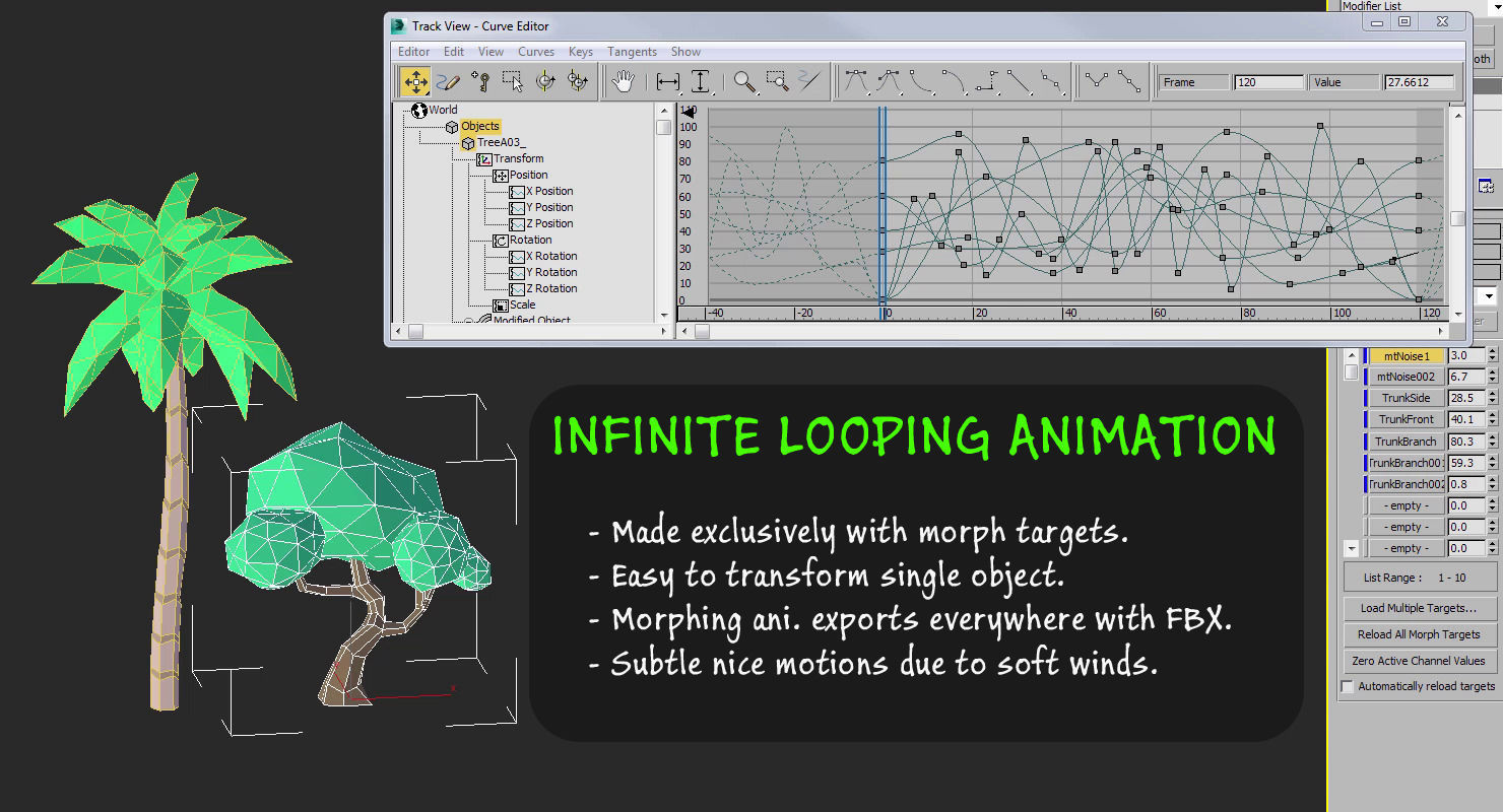 Animated Trees and Plants Low Poly Style Low-poly 3D model_3