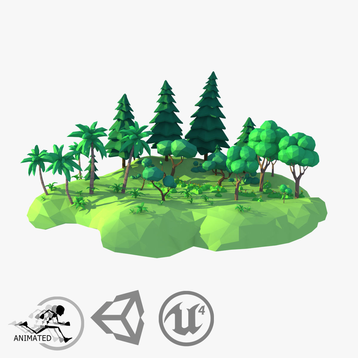 Animated Trees and Plants Low Poly Style Low-poly 3D model_7