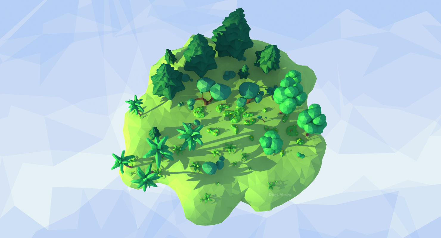 Animated Trees and Plants Low Poly Style Low-poly 3D model_9