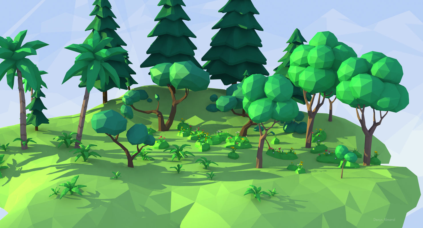Animated Trees and Plants Low Poly Style Low-poly 3D model_8
