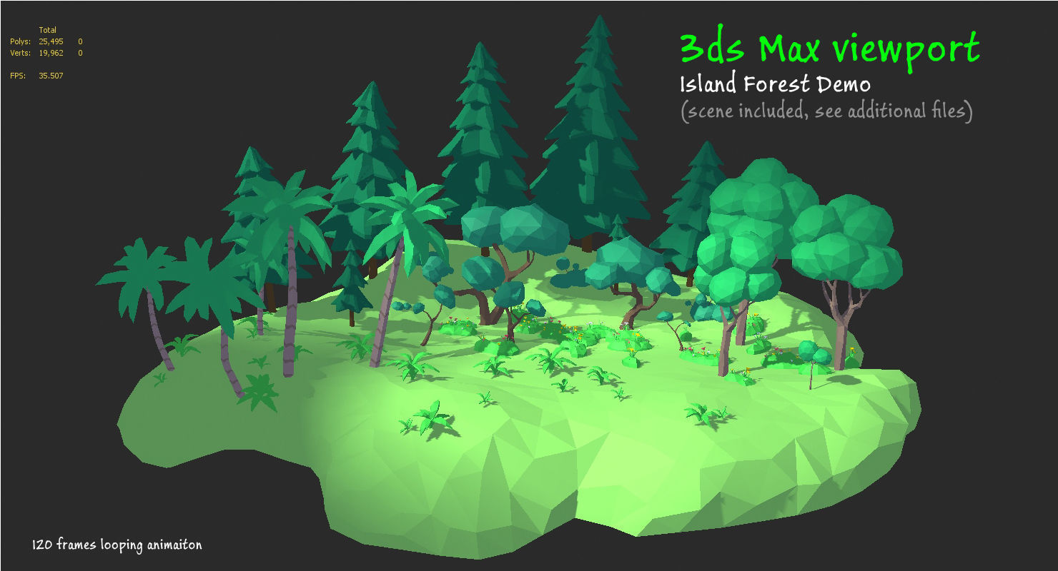 Animated Trees and Plants Low Poly Style Low-poly 3D model_4