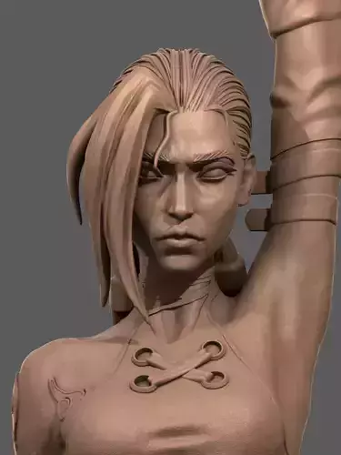 Jinx 3D Print statue of woman holding sword 3D print model
