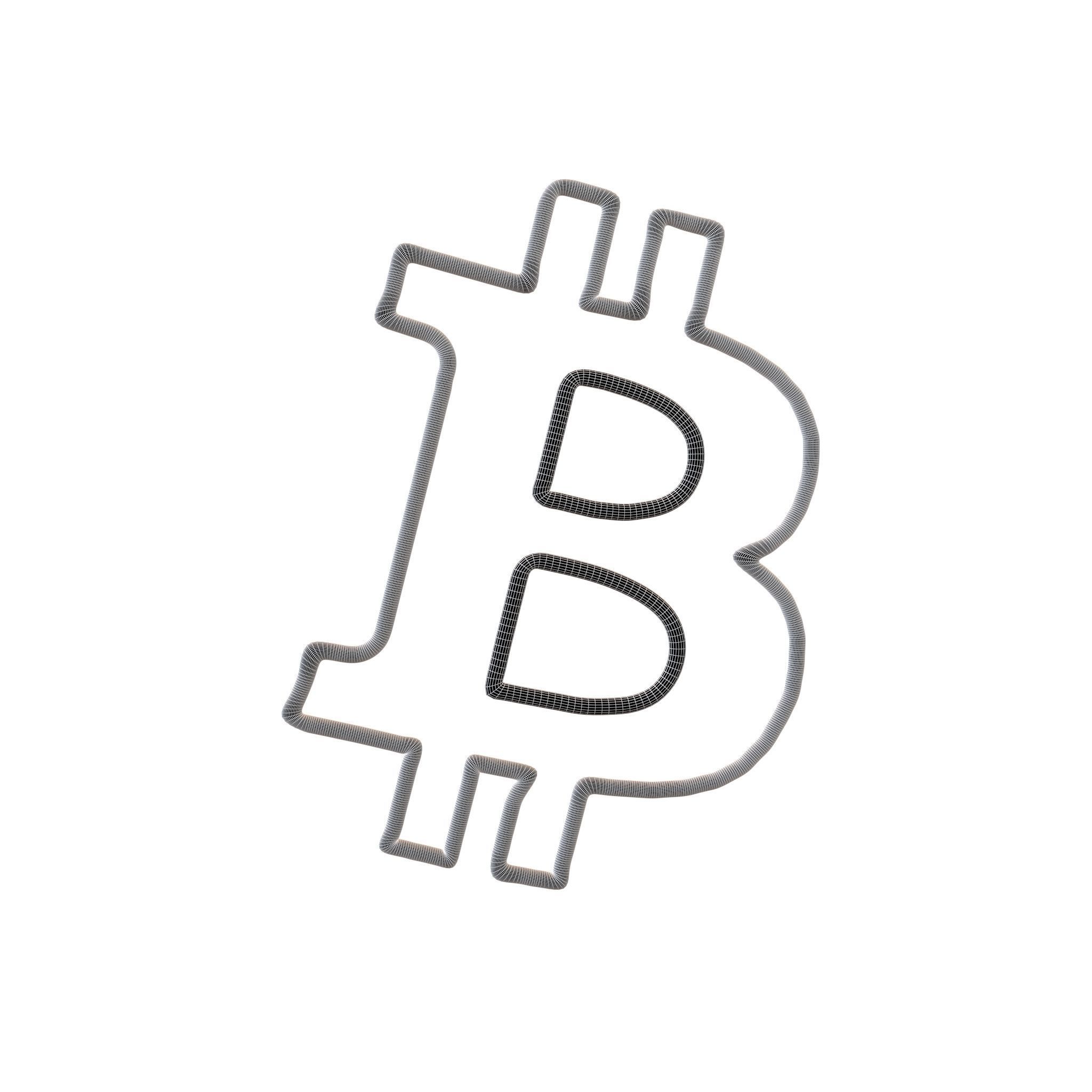 Neon Bitcoin Symbol v1 001 Low-poly 3D model_6