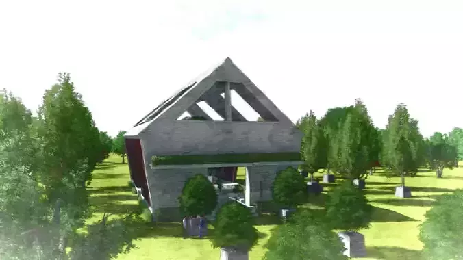 Conceptual Architect Public Open Space Area Low-poly 3D model