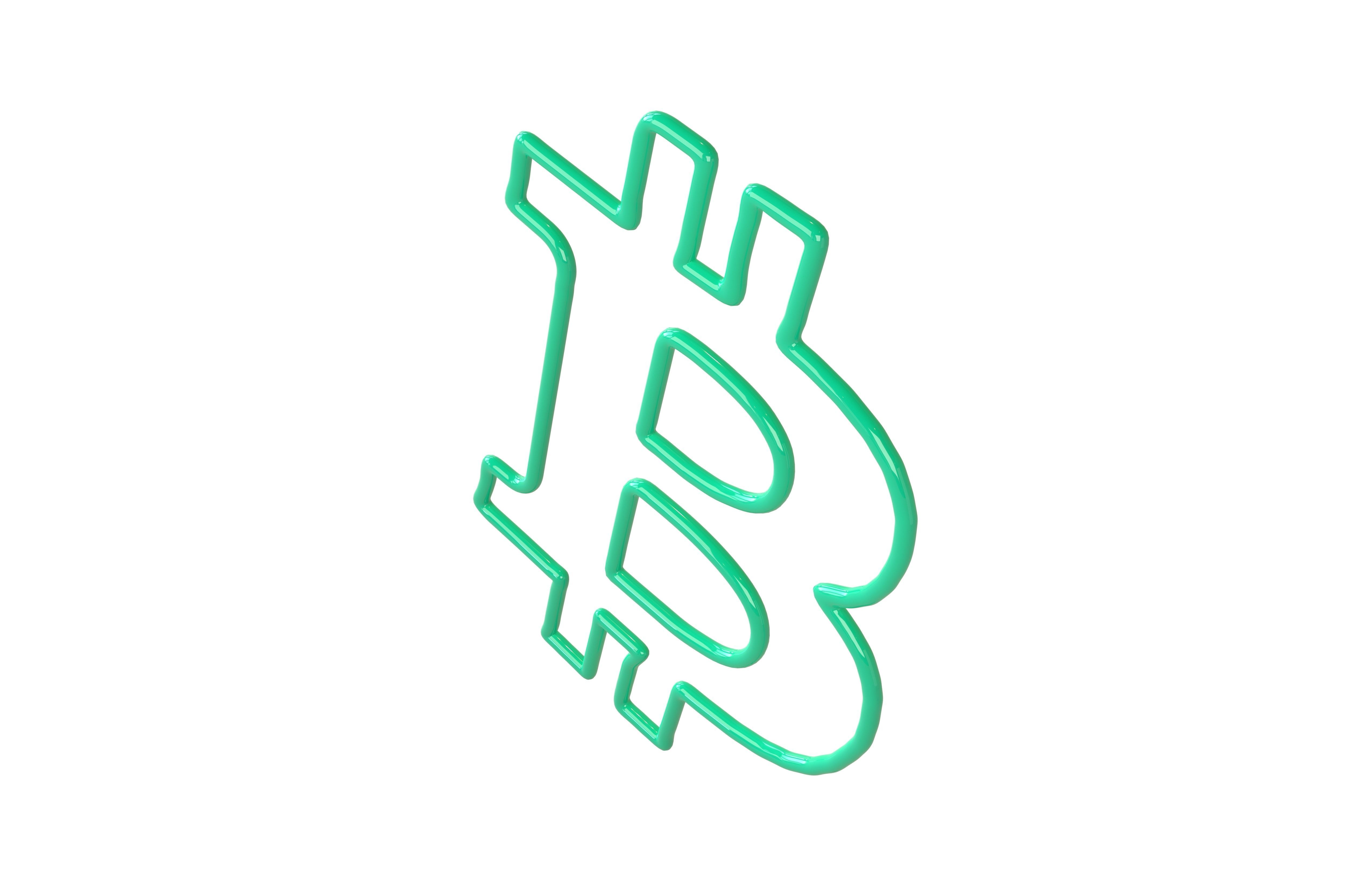 Neon Bitcoin Symbol v1 004 Low-poly 3D model_3