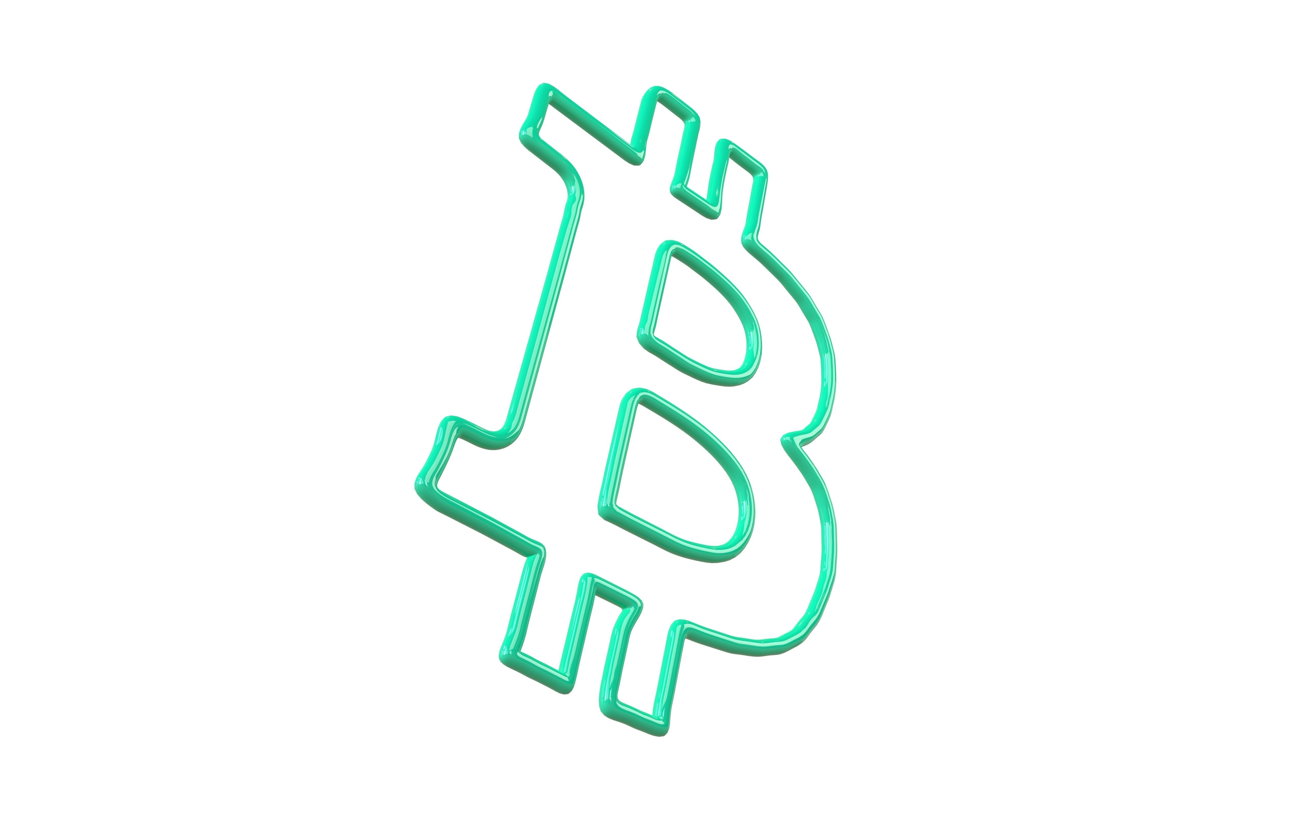 Neon Bitcoin Symbol v1 004 Low-poly 3D model_2