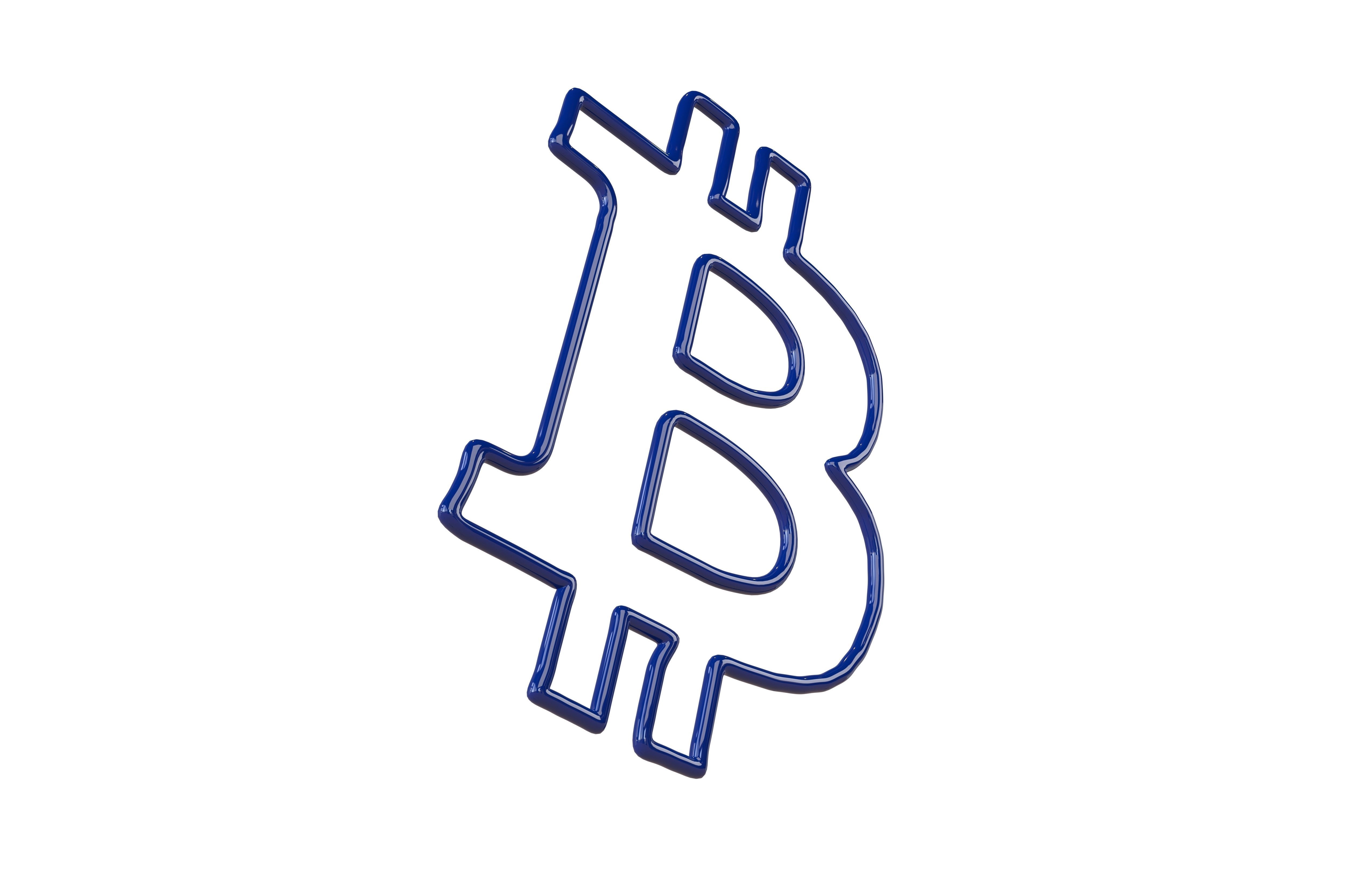 Neon Bitcoin Symbol v1 005 Low-poly 3D model_1
