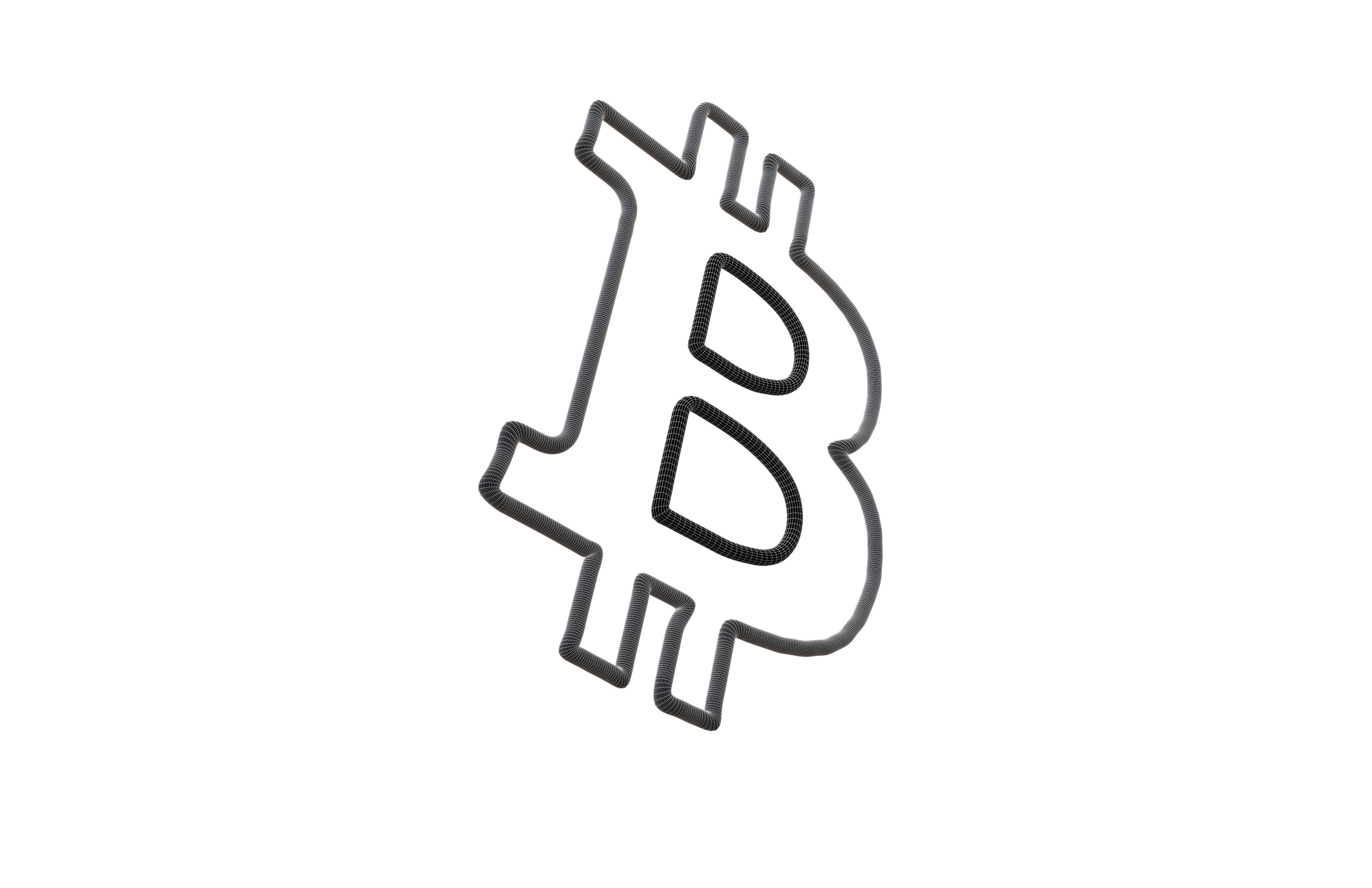 Neon Bitcoin Symbol v1 005 Low-poly 3D model_5