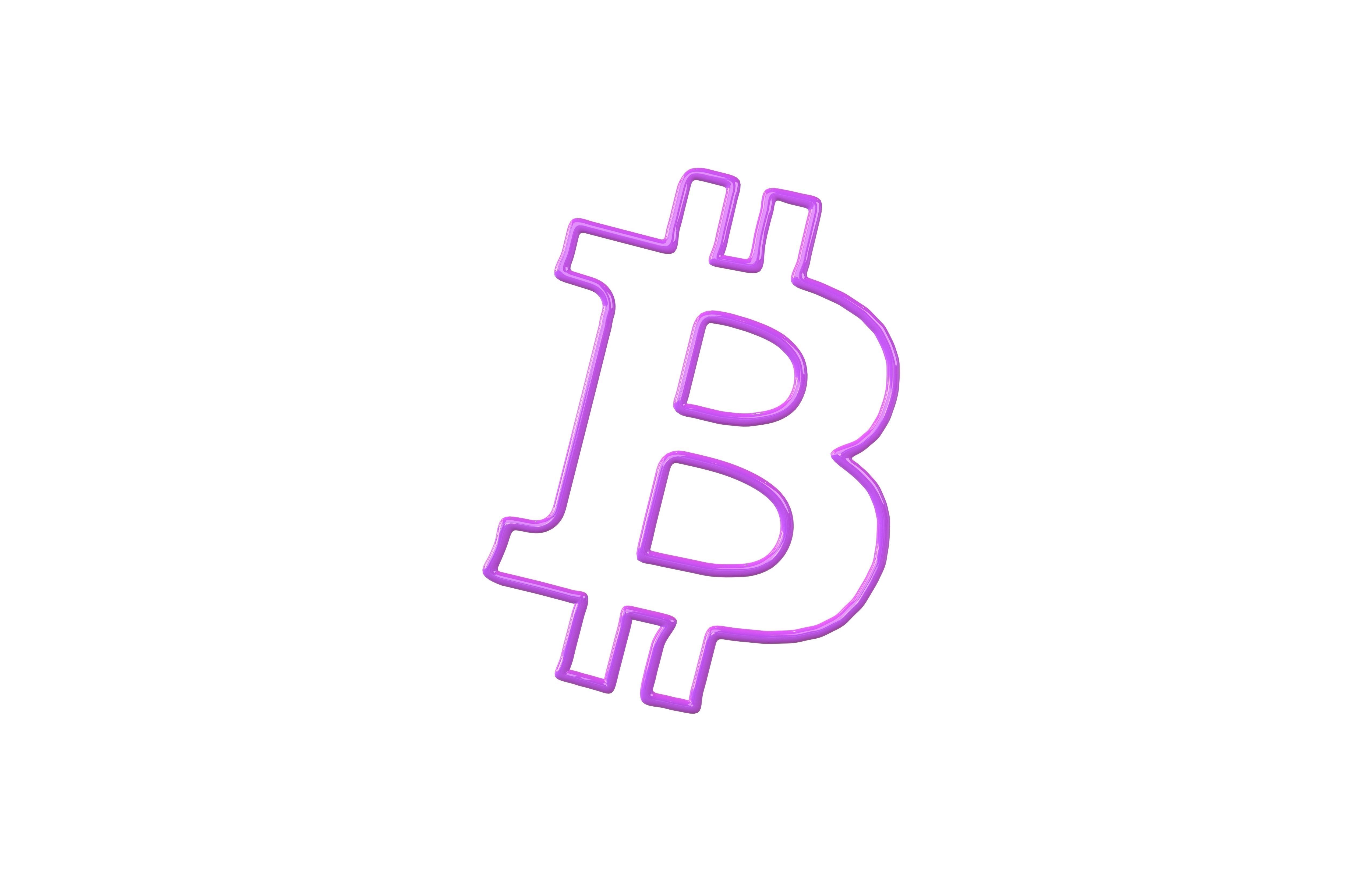 Neon Bitcoin Symbol v1 006 Low-poly 3D model_2