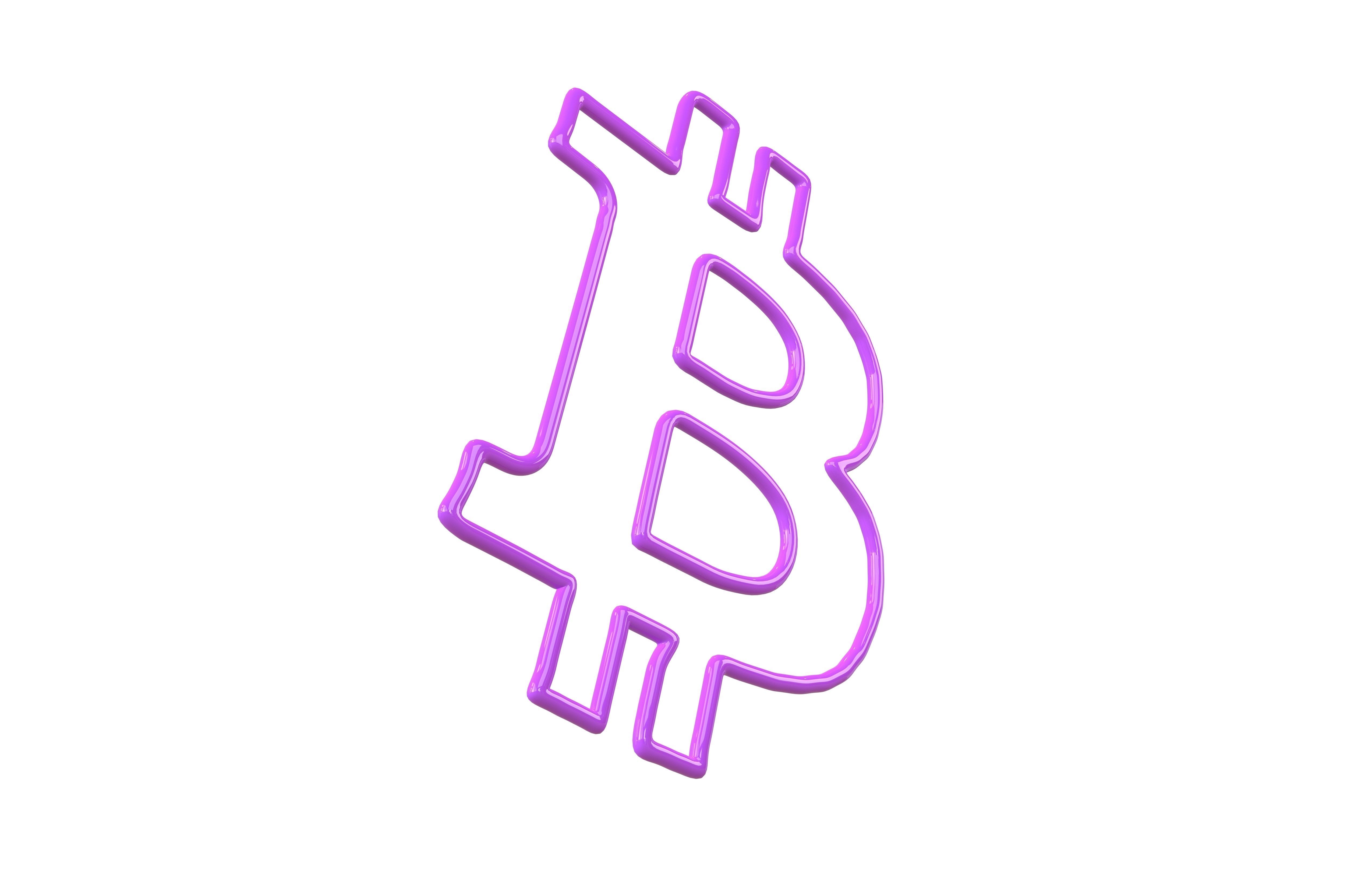 Neon Bitcoin Symbol v1 006 Low-poly 3D model_3