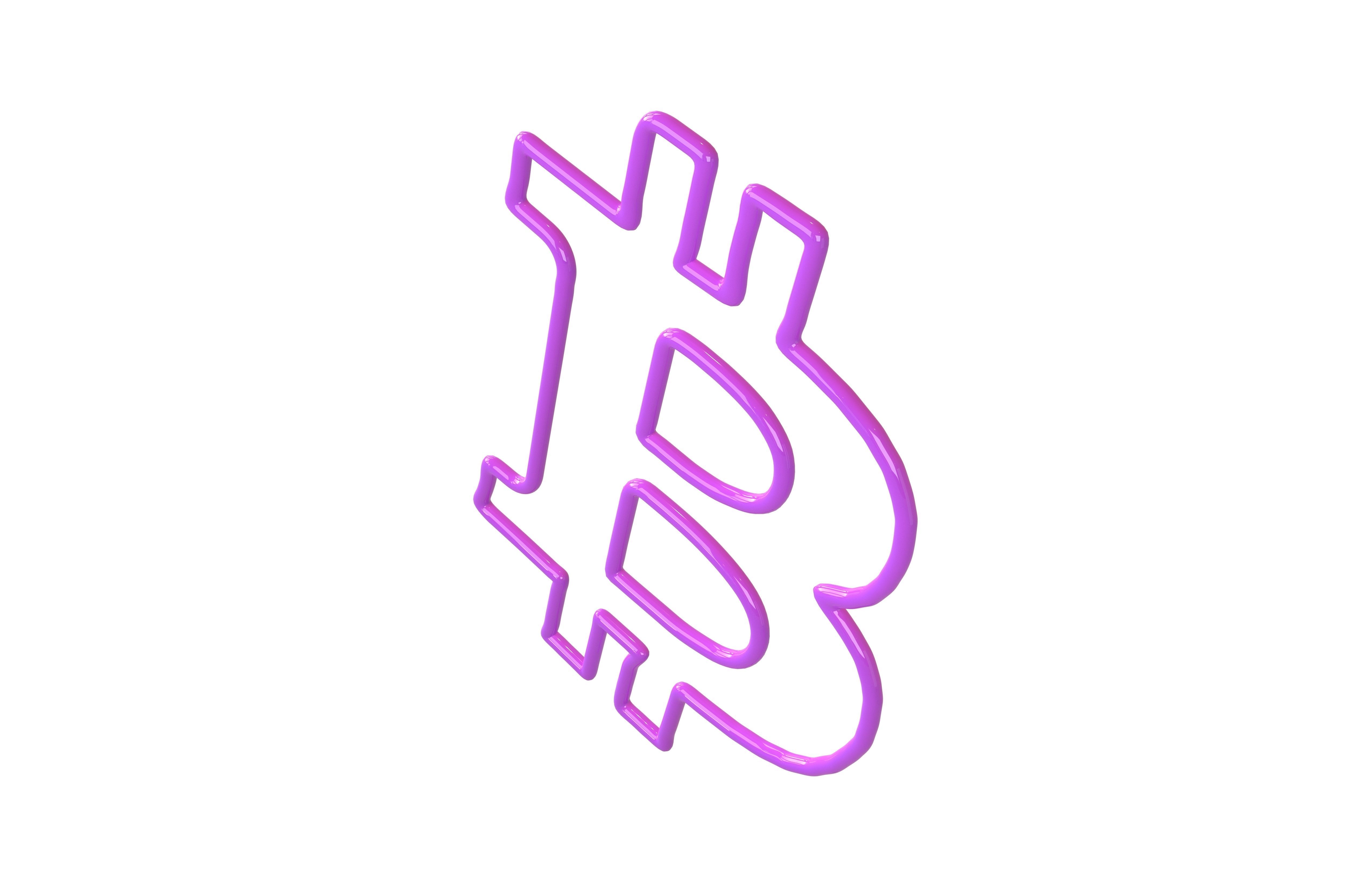 Neon Bitcoin Symbol v1 006 Low-poly 3D model_1