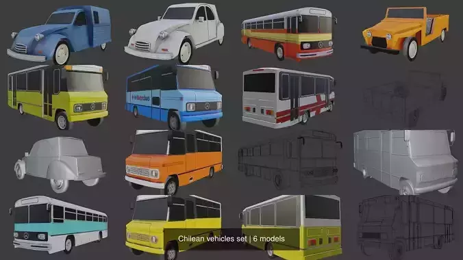 Chilean vehicles set 3D Model Collection