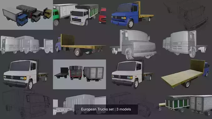 European Trucks set 3D Model Collection