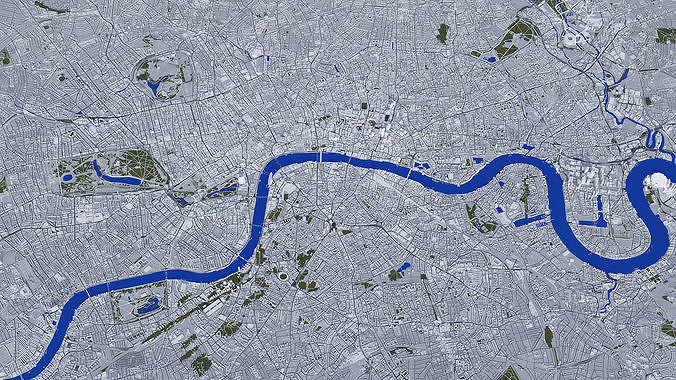 London Low-poly model map of with river thames Low-poly 3D model 6