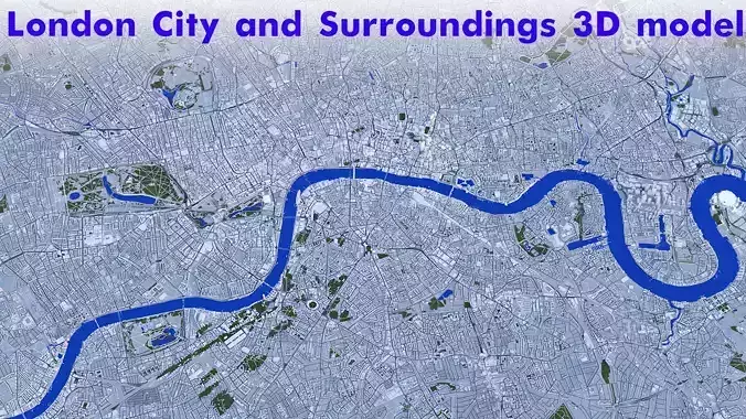 London Low-poly model map of with river thames