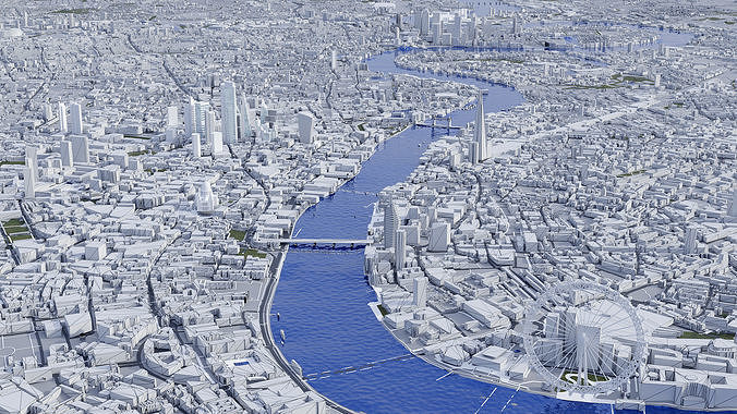 London Low-poly model map of with river thames Low-poly 3D model 4
