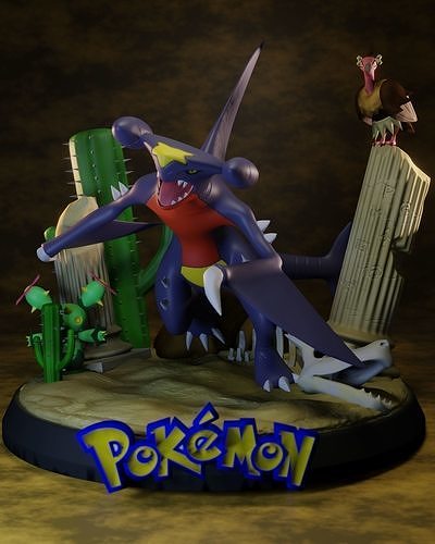 Pokemon Garchomp Statue 3D print model