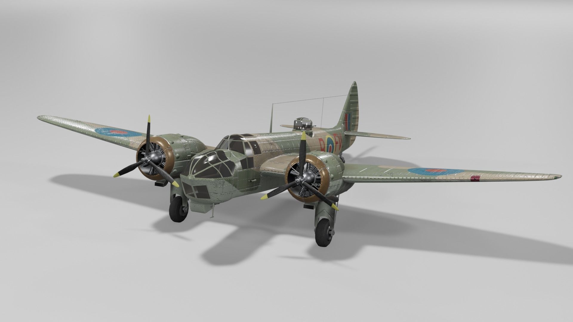 Bristol Blenheim MK IV Light bomber Low-poly 3D model_26