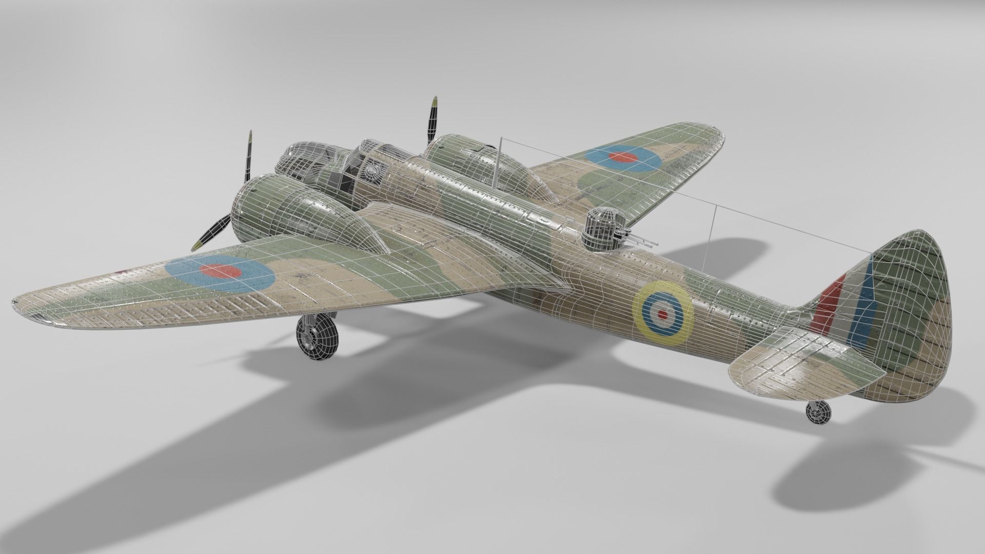 Bristol Blenheim MK IV Light bomber Low-poly 3D model_11