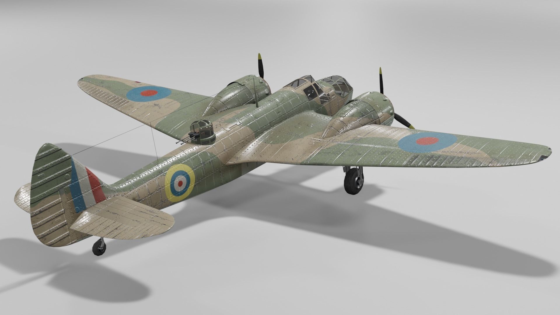 Bristol Blenheim MK IV Light bomber Low-poly 3D model_8