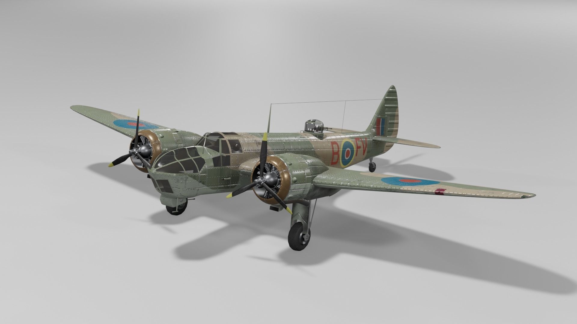 Bristol Blenheim MK IV Light bomber Low-poly 3D model_25