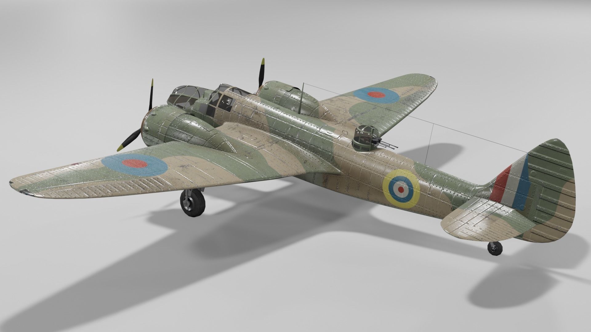 Bristol Blenheim MK IV Light bomber Low-poly 3D model_7