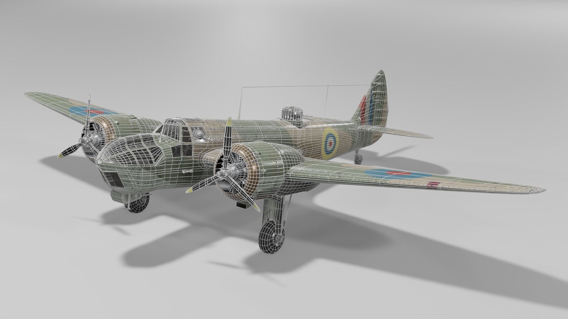 Bristol Blenheim MK IV Light bomber Low-poly 3D model_10