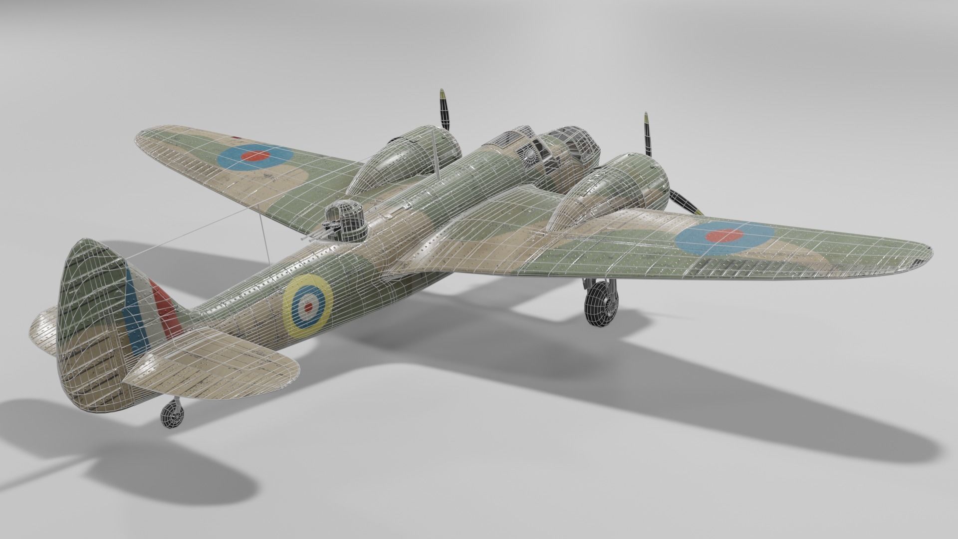 Bristol Blenheim MK IV Light bomber Low-poly 3D model_12