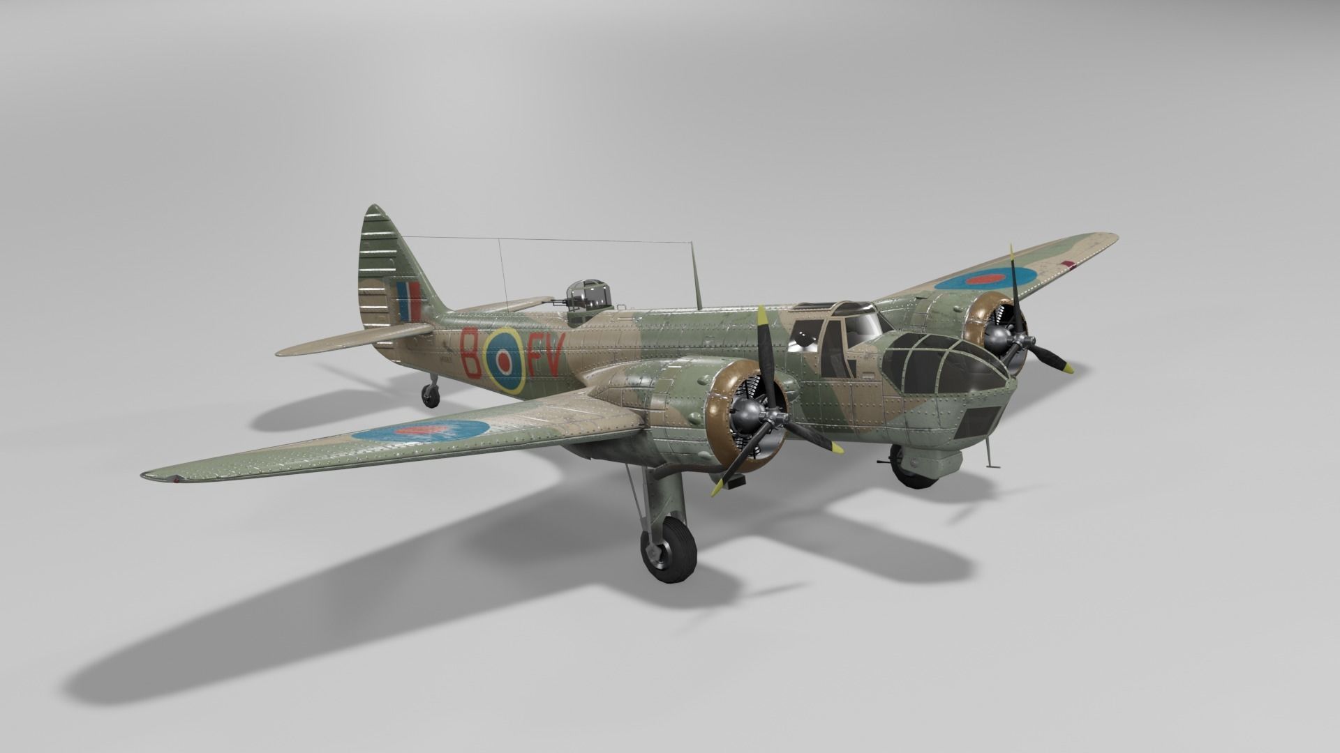 Bristol Blenheim MK IV Light bomber Low-poly 3D model_23