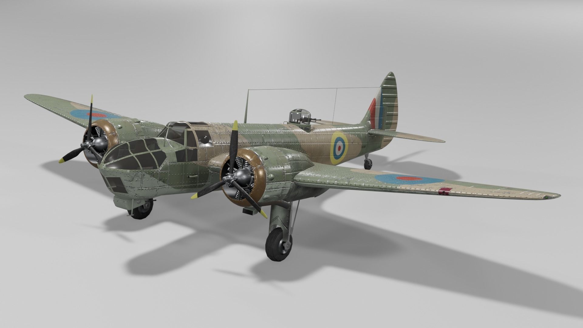 Bristol Blenheim MK IV Light bomber Low-poly 3D model_6