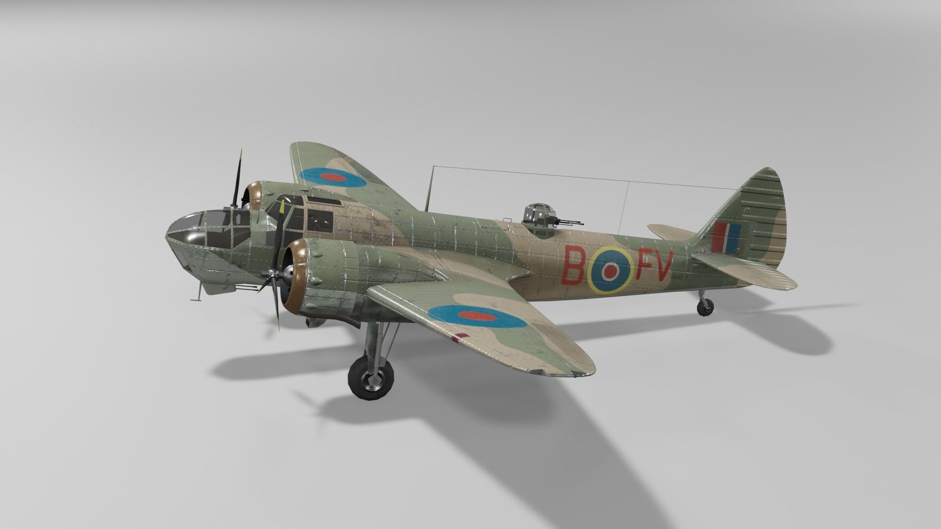 Bristol Blenheim MK IV Light bomber Low-poly 3D model_16