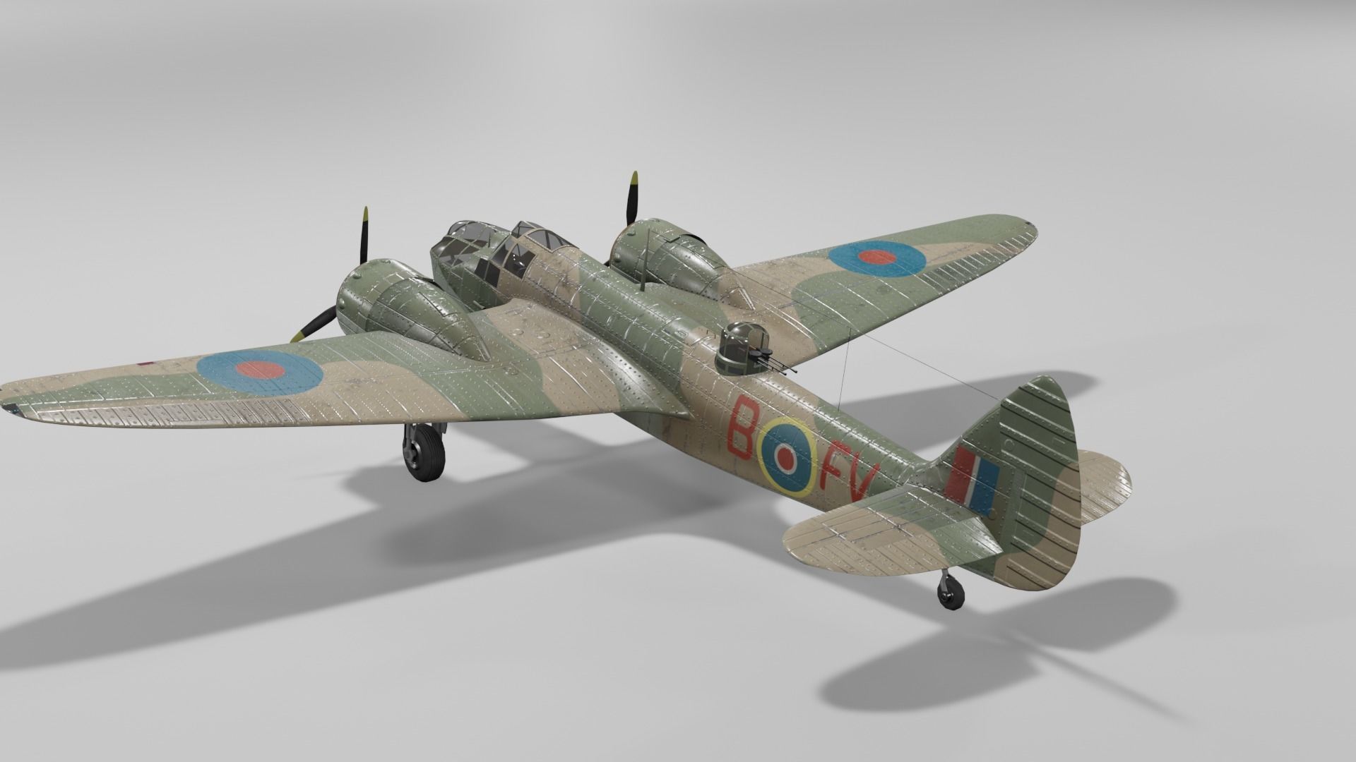 Bristol Blenheim MK IV Light bomber Low-poly 3D model_18