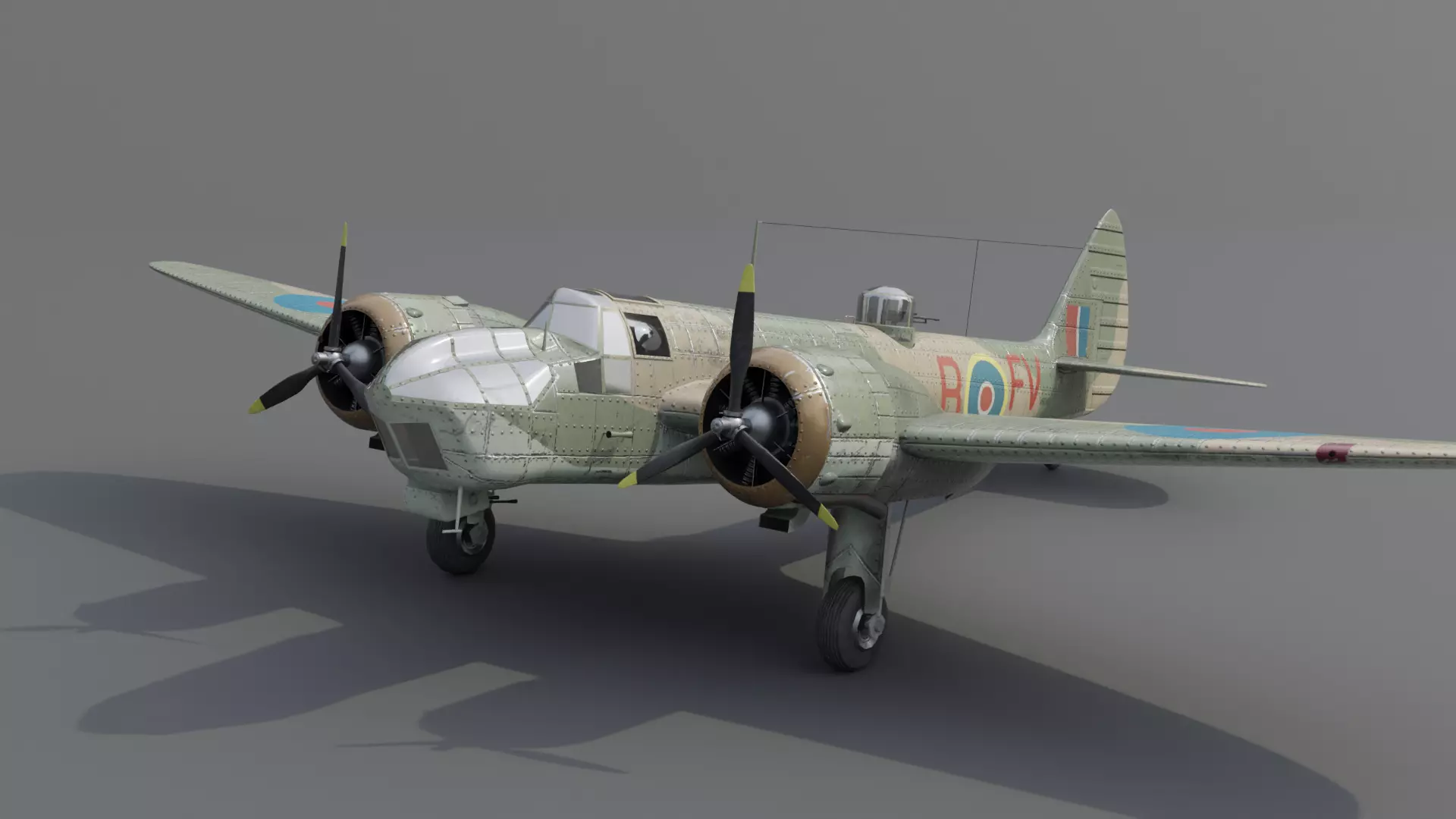 Bristol Blenheim MK IV Light bomber Low-poly 3D model_0