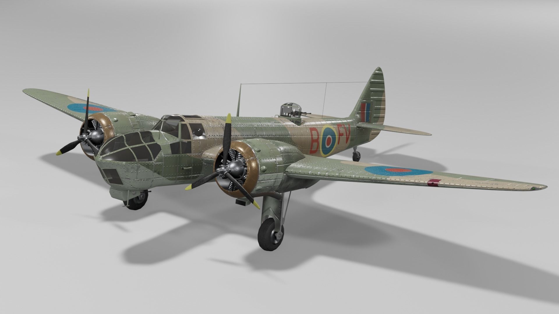 Bristol Blenheim MK IV Light bomber Low-poly 3D model_2