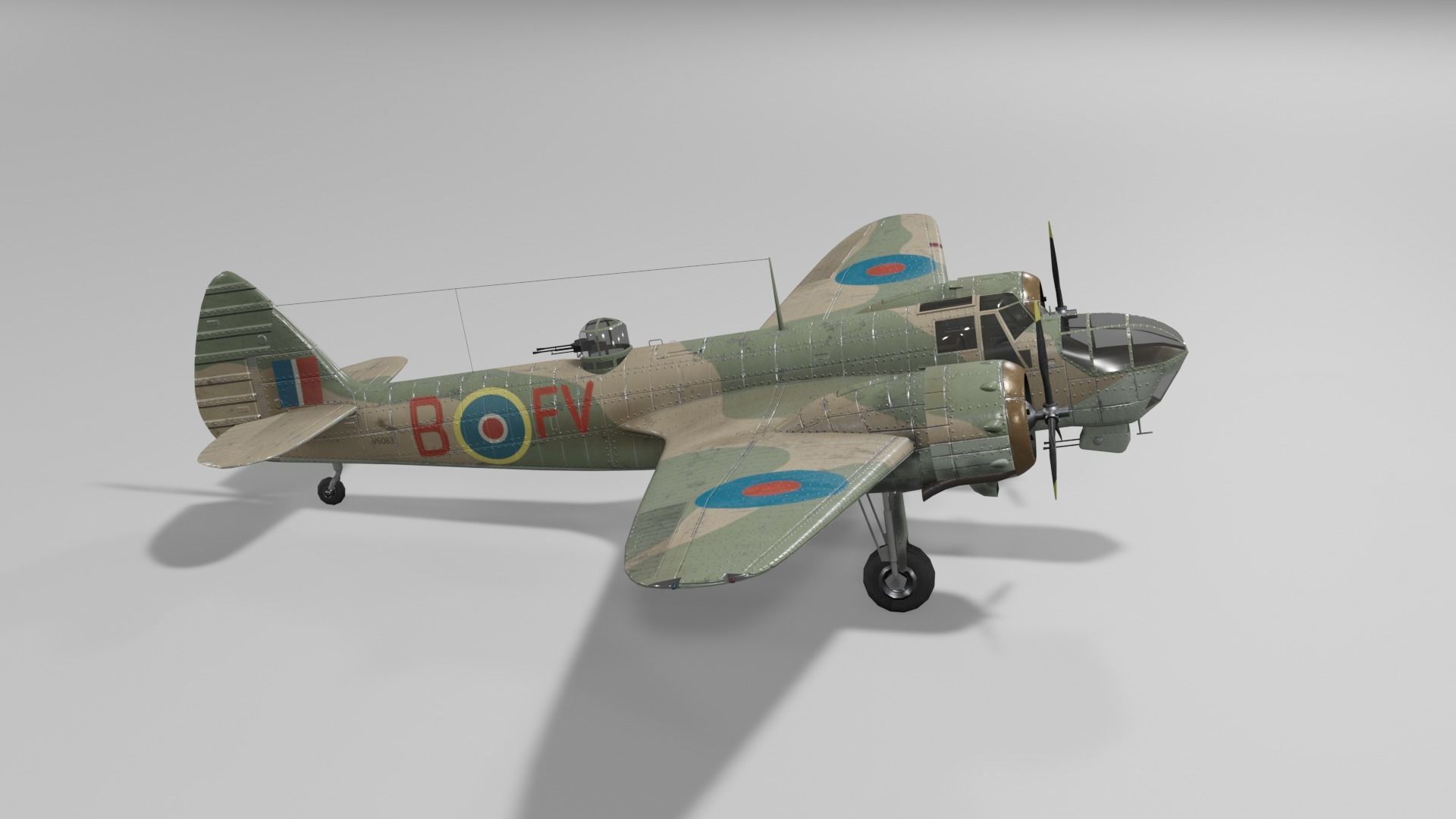 Bristol Blenheim MK IV Light bomber Low-poly 3D model_22