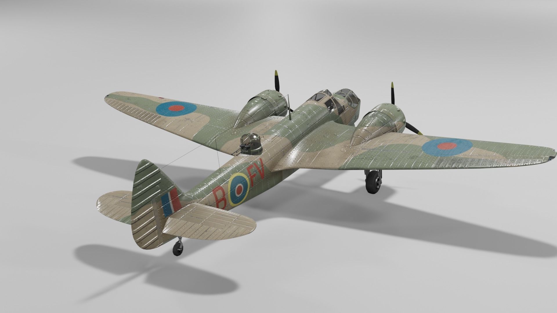 Bristol Blenheim MK IV Light bomber Low-poly 3D model_20
