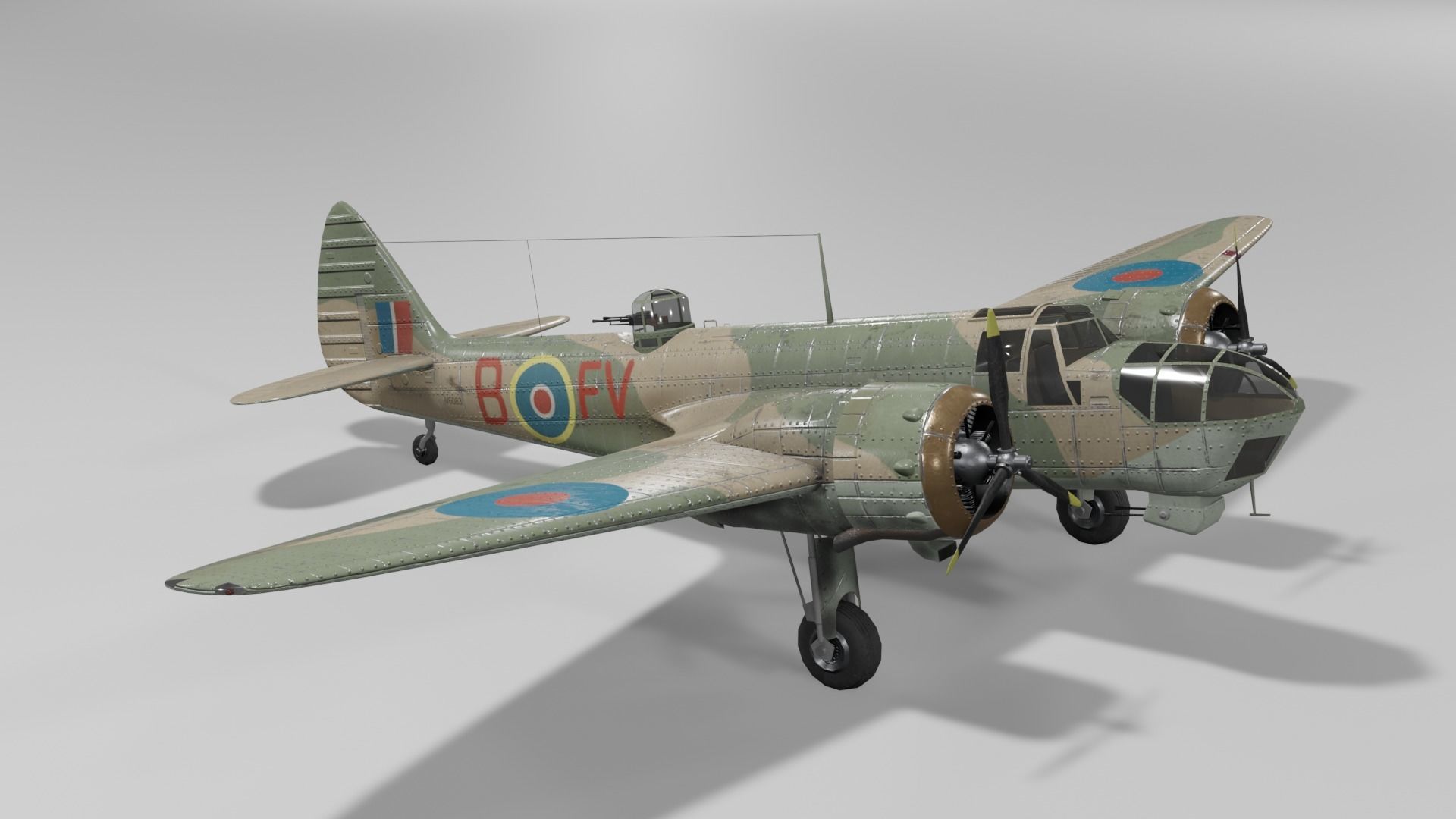 Bristol Blenheim MK IV Light bomber Low-poly 3D model_3