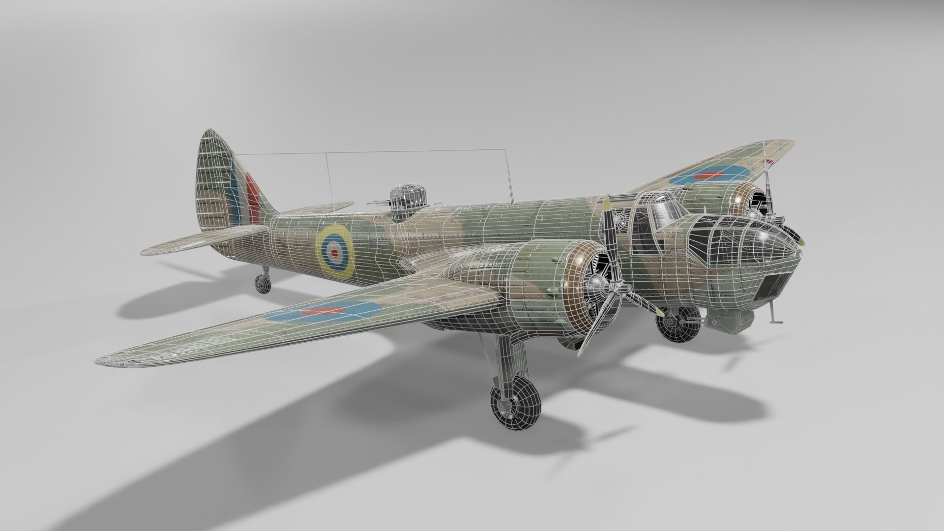 Bristol Blenheim MK IV Light bomber Low-poly 3D model_13