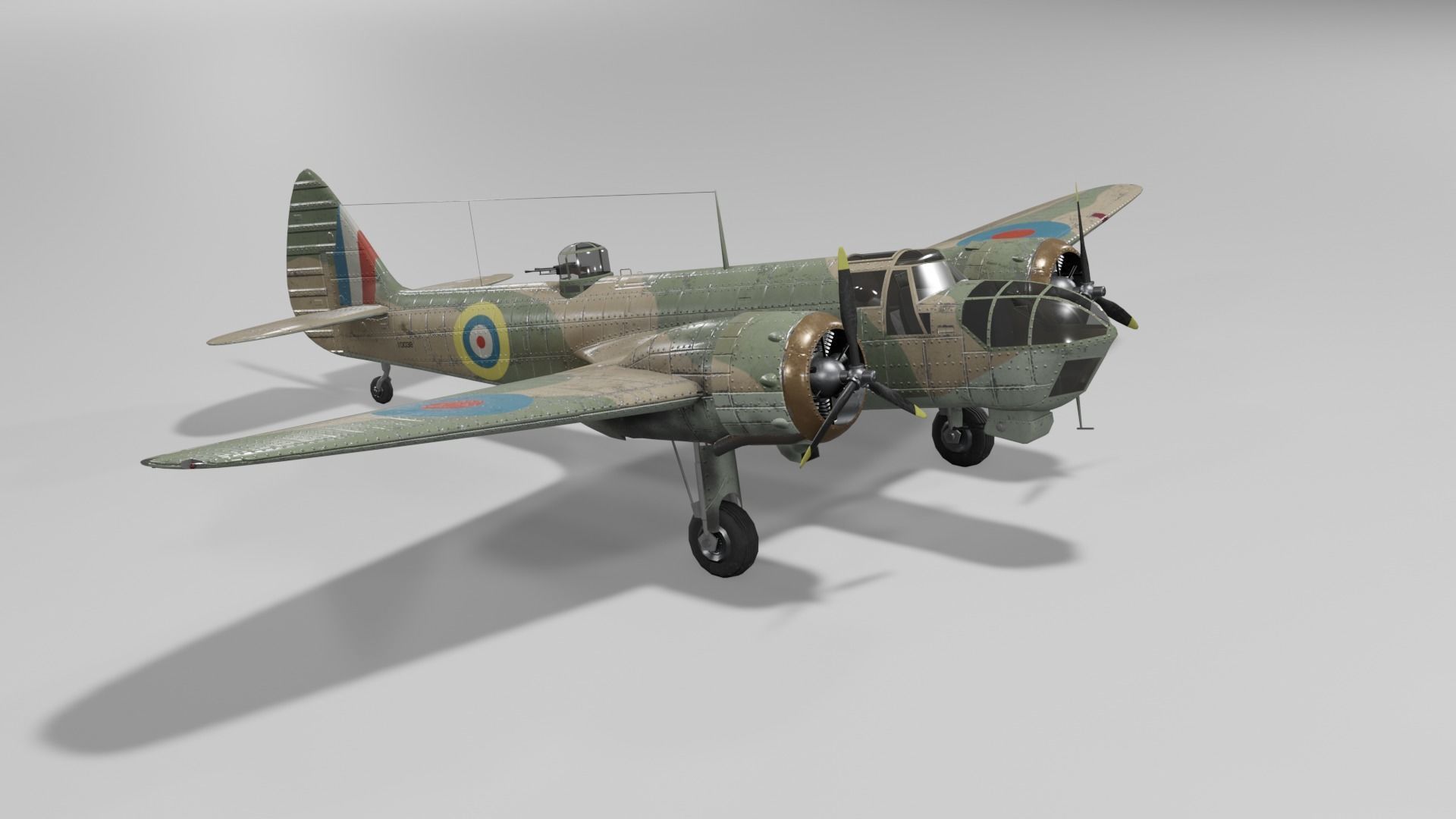 Bristol Blenheim MK IV Light bomber Low-poly 3D model_9