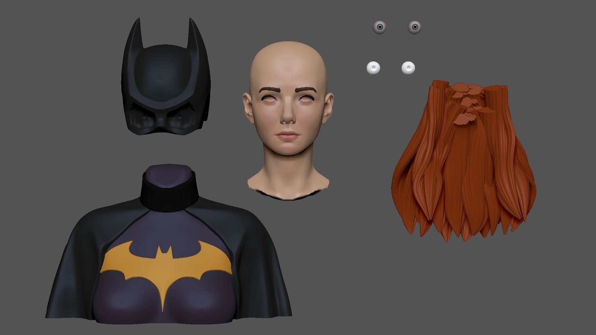 Girl B bust of female batgirl 3D print model_17