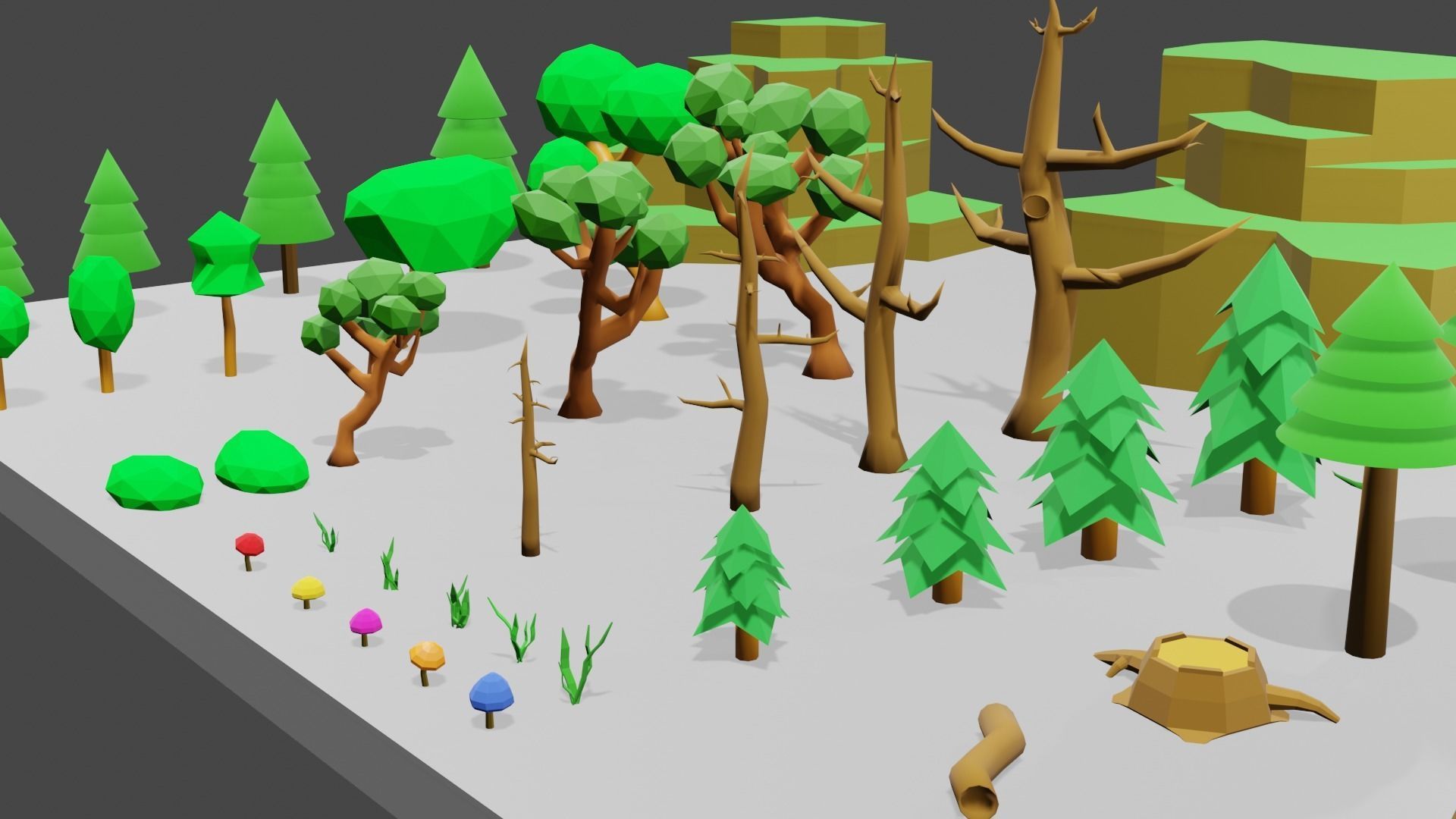 Trees Rocks and Flowers Low-poly 3D model Low-poly 3D model_4